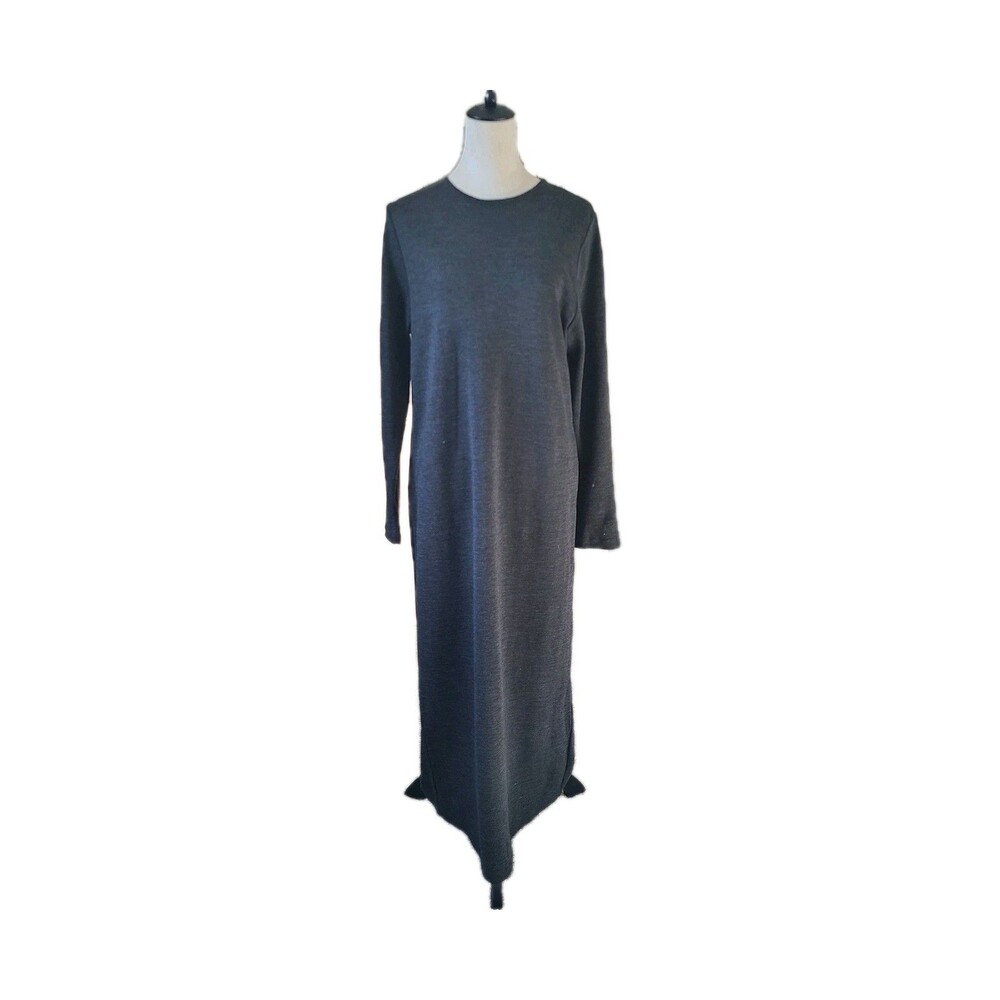 I.K.C. Country Wear Womens L Gray Wool Blend Maxi Sweater Dress Boho Western VTG